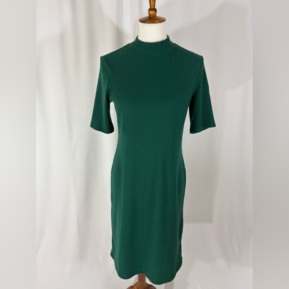 Old Navy Forest Green Ribbed Midi Dress